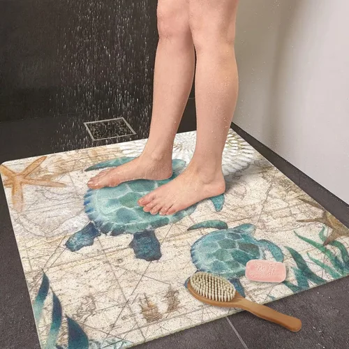Miniatura 5 de Get Naked - Tapete de ducha cuadrado, antideslizante, de secado rápido, fácil limpieza, tapete de ducha para suelo de baño, tapete de baño lindo