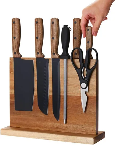 Miniatura 2 de Soporte magnético para cuchillos de cocina para el hogar, soporte magnético con imanes mejorados fuertes, soporte multifuncional para cuchillos