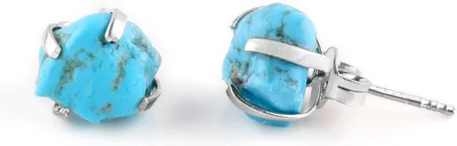 Aretes de tuerca de gema en bruto de plata de ley 925 para mujeres y niñas | Aretes de piedra natal minimalistas hechos a mano | Joyería
