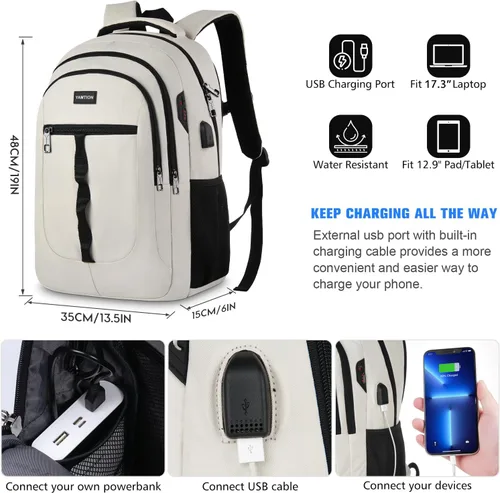 Miniatura 6 de YAMTION Mochila escolar de 17.3 pulgadas para adolescentes, niñas y niños, unisex, mochila con USB para estudiantes universitarios de secundaria