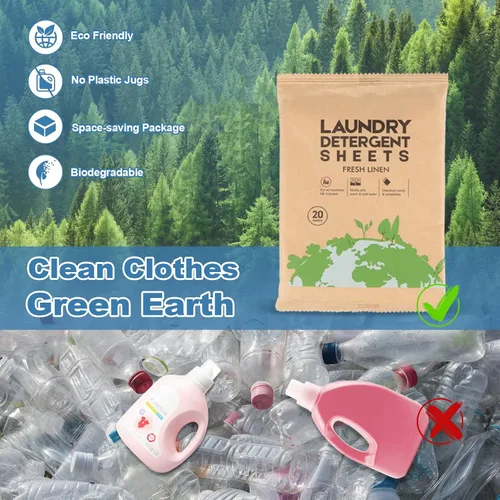 Miniatura 6 de Hoja de detergente para ropa, tiras de lavado ecológicas e hipoalergénicas, ingredientes naturales, ultraconcentrado, listo para viajar, sin jarra
