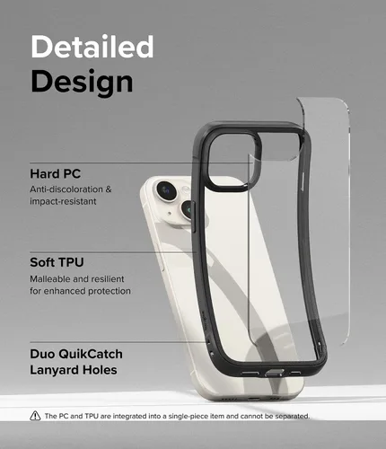 Miniatura 7 de Ringke Fusion Bold - Funda para iPhone 15, lados texturizados para agarre, tecnología antiamarilleo, parte trasera transparente para mostrar el Negro