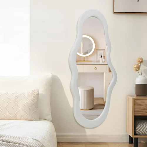 Miniatura 7 de BST FURNH Espejo de marco negro con forma de nube, 44 x 21 pulgadas, espejo alto montado en la pared para dormitorio, baño, sala de estar