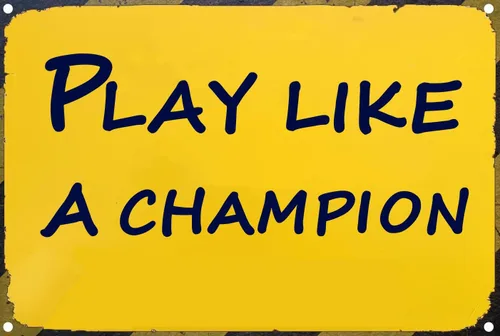 Letrero de Juega Como un Campeón - Letrero de Juego Inspiracional de Metal Clásico Para Bar Restaurante Café Cueva de Hombres Pub Bar Decoración de