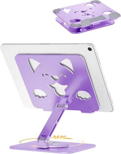 Miniatura 8 de Aoviho Soporte ajustable para tablet iPad – Soporte de escritorio de aluminio giratorio de 360°, soporte plegable y estable para iPad Pro 12.9/11