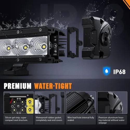 Miniatura 5 de Nilight Barra de luz LED de 16 pulgadas, 60 W, haz combinado de focos de inundación, 7200 lm, Osram P8/5 W, luces delgadas de una sola fila, luces
