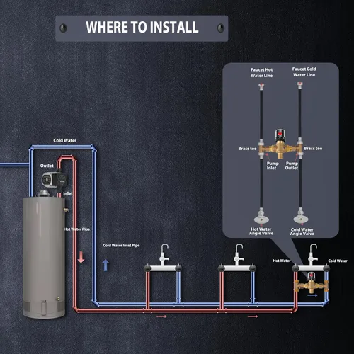 Miniatura 6 de Bomba de circulación instantánea de agua caliente con temporizador digital integrado y válvula de control de termostato ajustable