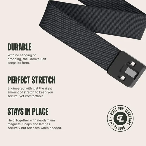 Miniatura 3 de Groove Life - Cinturón de nailon elástico para hombre con hebilla magnética de aluminio