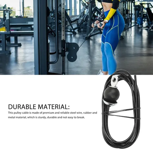 Miniatura 5 de Cable de polea de 0.197 in de grosor, cable de rodamiento de carga de 220.5 libras, cable de repuesto para gimnasio para equipos de ejercicio