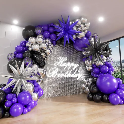 Miniatura 17 de Kit de arco de globos negros y dorados, ADOINBY 140 piezas de globos de látex confeti negros, blancos y dorados metálicos de 18, 12, 10 y 5