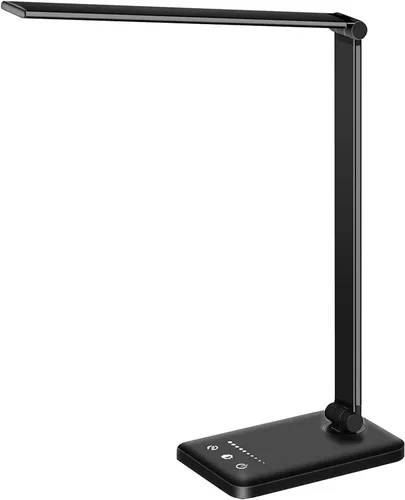 Miniatura 8 de Lámpara de escritorio LED White Crown con cargador inalámbrico de 15W y puerto USB, lámpara de mesa regulable con 5 modos de iluminación, control