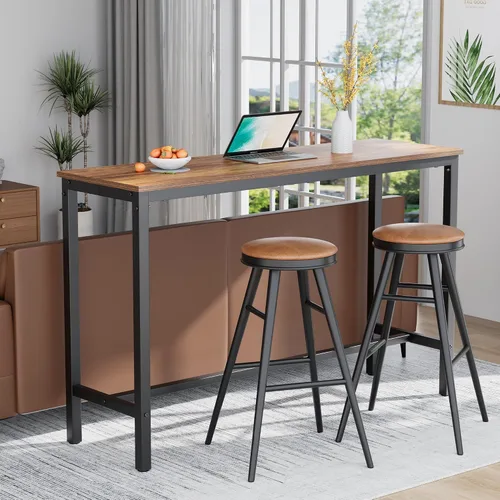 Miniatura 5 de Mr IRONSTONE - Mesa de bar, mesa alta de 47" para pub, mesa rectangular de altura de bar, consola/mesa de café para sofá, para espacios estrechos