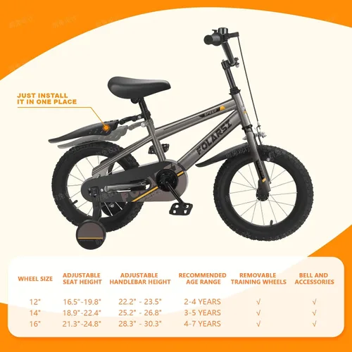 Miniatura 4 de Bicicleta para niños de 12, 14, 16 pulgadas, bicicleta de montaña deportiva para niños de 2 a 7 años, bicicleta de montaña deportiva para niños