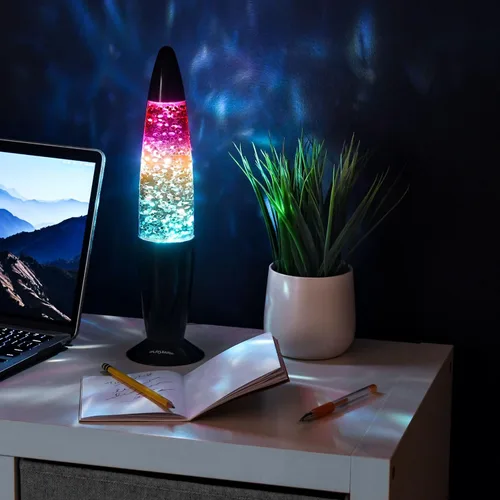 Miniatura 5 de Playlearn - Lámpara de purpurina de 13.5 pulgadas, USB, cristal, lámpara de noche con purpurina