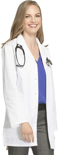 Miniatura 5 de Cherokee Scrubs bata de laboratorio con botones y cinturón en la espalda, 32 pulgadas, para mujer