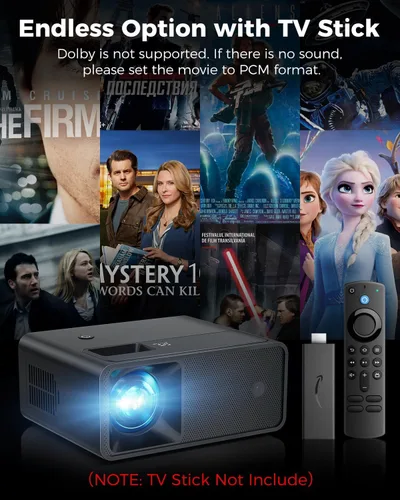 Miniatura 3 de CiBest Mini proyector, proyector de video de soporte Full HD 1080P mejorado, proyector de película pequeña portátil, compatible con Mini negro