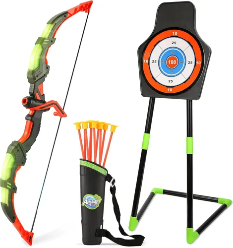 Miniatura 12 de Bow and Arrow Set for Kids, 2 Pack LED Light Up Archery Set with 20 Suction Cup Arrows, Indoor and Outdoor Toy for Boys Girls Age 4-8 8-12 with Azul