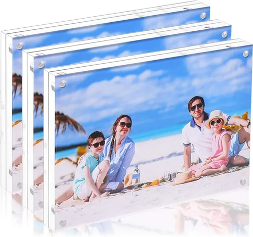 Miniatura 2 de Paquete de 8 portarretratos acrílicos de 8 x 10 pulgadas y 5 x 7 pulgadas, transparente, magnético, de doble cara, sin marco, con soporte de marco