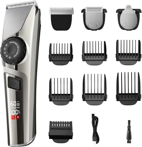 Secura Brands Cortadora de pelo para hombres, recortadora de pelo y barba inalámbrica con esfera de precisión ajustable, cortapelos profesional para