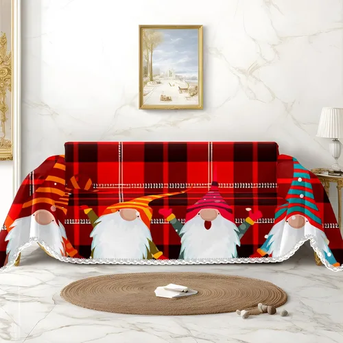Miniatura 10 de Funda de sofá con estampado de muñeco de nieve de Navidad, fundas de sofá para sillón, funda resistente a las manchas, protector universal de muebles