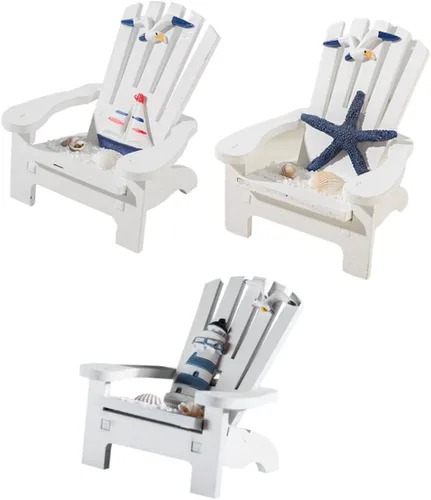 Miniatura 9 de 4 piezas de silla en miniatura mini silla de playa de madera náutica casa de muñecas accesorios de muebles micro paisaje para fotos accesorios