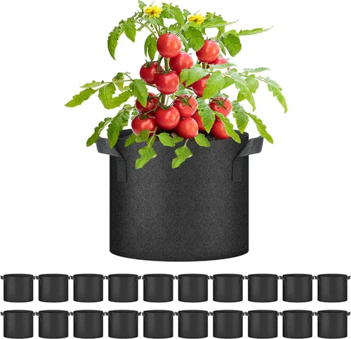 Miniatura 21 de HealSmart Paquete de 10 bolsas de cultivo de plantas de 3 galones, macetas plantadoras de tomate con asas, tela no tejida de aireación, maceta