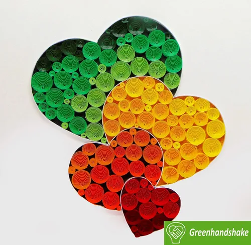 Miniatura 4 de GREENHANDSHAKE Art 4 corazones, tarjeta de felicitación de arte quilling para cumpleaños, día de San Valentín, día de la madre, aniversario
