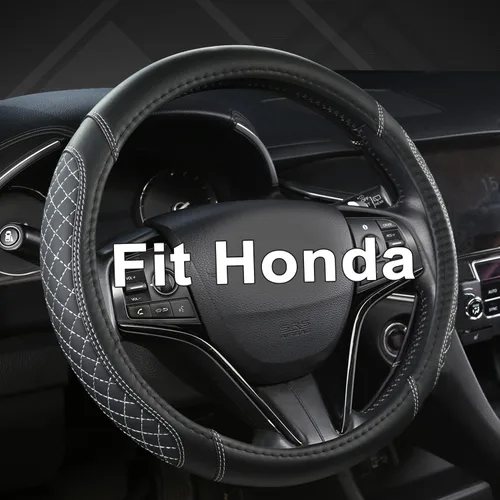 Miniatura 13 de West Llama Funda personalizada para volante de automóvil para Honda Civic, CR-Z, Insight, S2000, 14-14.25 pulgadas (negro, tamaño pequeño)