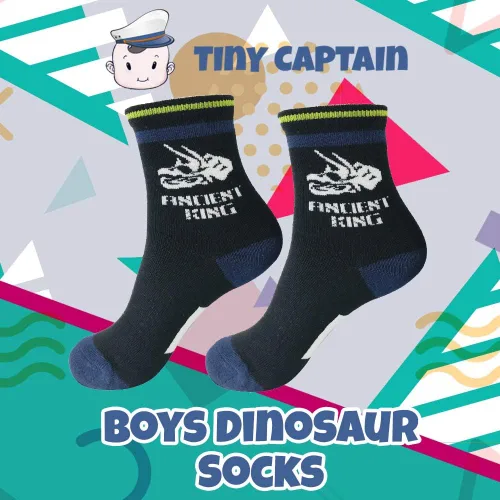 Miniatura 7 de Calcetines de dinosaurio para niños de 4 a 7 años, el mejor regalo de 7 a 10 años, calcetines de algodón para niños, paquete de 5