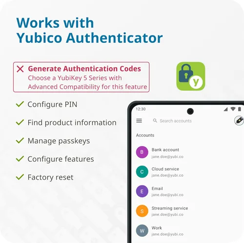 Miniatura 7 de Yubico - Clave de seguridad C NFC - Compatibilidad básica - Autenticación multifactor (MFA) Clave de seguridad y llave de acceso, Conectar a través