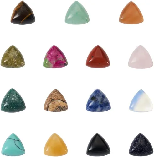 Miniatura 4 de Fashewelry 50 cabujones de piedra preciosa natural ovalada de aventurina verde con parte trasera plana, 0.551 x 0.394 in, cuentas de cristal