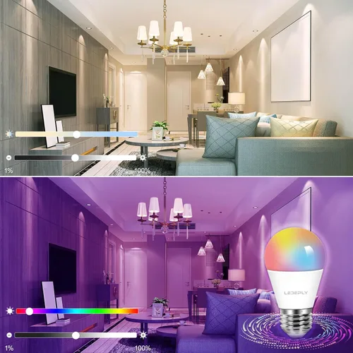 Miniatura 7 de Bombilla inteligente A15, bombillas LED WiFi E26, equivalente a 5 W a 40 W, cambio de color RGB regulable, compatible con Alexa Google, solo WiFi