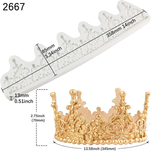 Miniatura 2 de Molde para decoración de pastel de corona, altura de 2.8 pulgadas, tiara de filigrana Tiara de filigrana de 2.8 pulgadas #2667