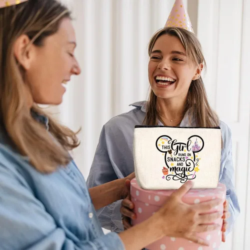 Miniatura 6 de Wenboco Bolsa de cosméticos con diseño de ratón de dibujos animados para mujeres, adolescentes, niñas, cumpleaños, esta chica corre en aperitivos
