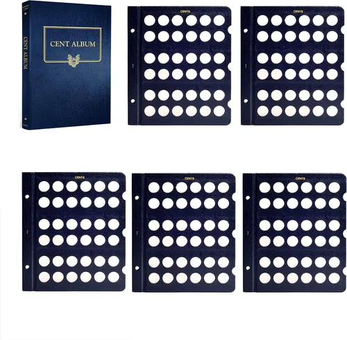 Miniatura 6 de Whitman Página de álbum de monedas de Cent de Estados Unidos y Canadá con puertos en blanco Paquete de tres #9142 Cent pequeño en blanco