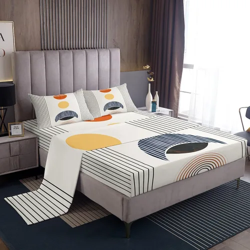 Miniatura 25 de Erosebridal Juego de sábanas de cama negro y rojo, juego de sábanas de tamaño individual abstracto moderno, sábanas a cuadros brillantes 3D, juego