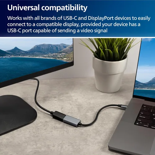 Miniatura 6 de PHILIPS Adaptador USB-C a DisplayPort, paquete de 12 [8K UHD @ 60Hz 4K HD @ 144 Hz] Velocidad de transferencia de datos de 32.4 Gbps, portátil