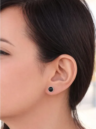 Miniatura 4 de Aretes de plata de ley 925 maciza hechos a mano con piedras preciosas redondas para mujeres y hombres, disponibles en piedras azules, negras