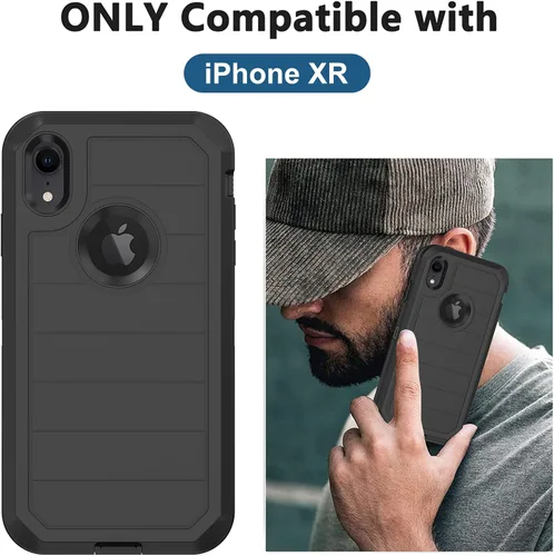Miniatura 2 de Funda para iPhone XR, con protector de pantalla integrado, protección resistente contra caídas, cuerpo completo, a prueba de golpes, a prueba