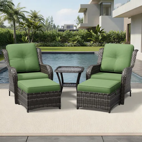 Miniatura 112 de Joyside Juego de sillas de mimbre para patio, juego de 3 piezas de mimbre para exteriores con 2 sillas reposabrazos y 1 mesa auxiliar para terraza