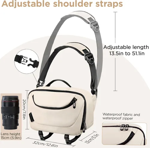 Miniatura 3 de TAAOKA Bolsa de Hombro para Cámara, Estuche para Cámara Impermeable con Soporte para Trípode, Bolsas para Cámaras DSLR/SLR/Sin Espejo Ligeras