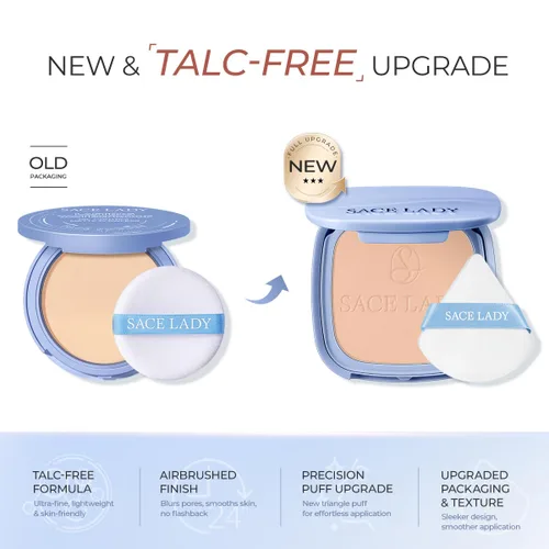 Miniatura 2 de SACE LADY Polvo Facial Impermeable para Fijar Maquillaje, Polvo Compacto Prensado de Control de Grasa para Mujeres, Difuminador de Poros Mate