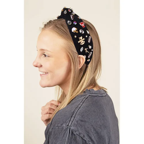 Miniatura 3 de mokkia Diadema de fútbol para mujer, accesorios de fútbol para mamá, accesorios de cristal con diamantes de imitación con nudo superior ancho
