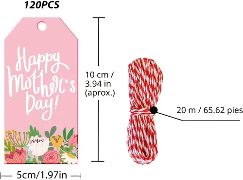 Miniatura 2 de Doumeny Etiquetas de regalo de papel para el Día de la Madre, 120 etiquetas colgantes para el día de la madre, etiquetas colgantes con texto