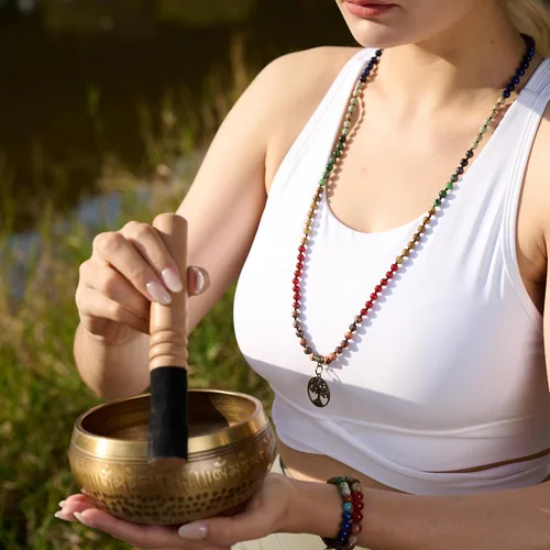 Miniatura 2 de Bivei 7 Chakra 108 Mala Beads Bracelet Real Gemstone Yoga Meditation Hand Knotted Mala Prayer Bead Necklace