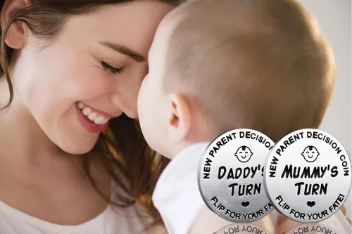 Miniatura 4 de Regalos divertidos para papá y mamá, moneda divertida para tomar decisiones, nuevo regalo de bebé para padres, mamá, papá, embarazo, mujeres