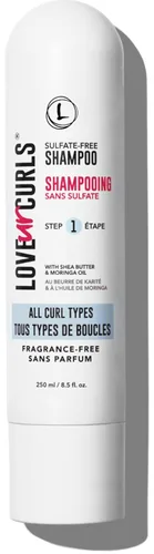 Love Ur Curls - Champú sin fragancia, hidratante y limpieza del cuero cabelludo para cabello rizado, ondulado o rizado, vegano y sin silicona, 8.5