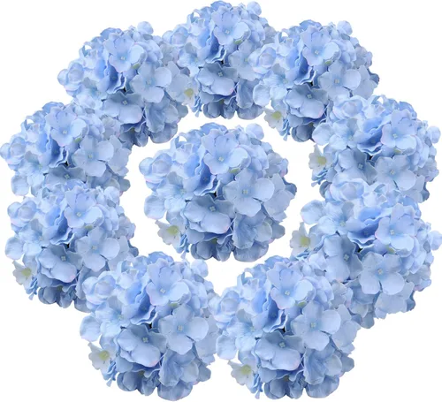 Miniatura 13 de Cabezales artificiales de hortensias de seda para decoración de bodas caseras, 10 unidades Rosa bebé