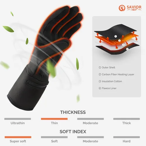 Miniatura 5 de SAVIOR HEAT Heated Glove Liners for Men Women, Rechargeable Battery Electric Heated Gloves, Winter Warm Glove Liners, Thin Gloves Riding Ski
