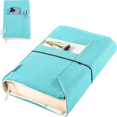 Miniatura 18 de Fundas de libro de lienzo, protector de libro lavable, funda de libro para novelas de tapa blanda, funda de libro ajustable para tapa dura